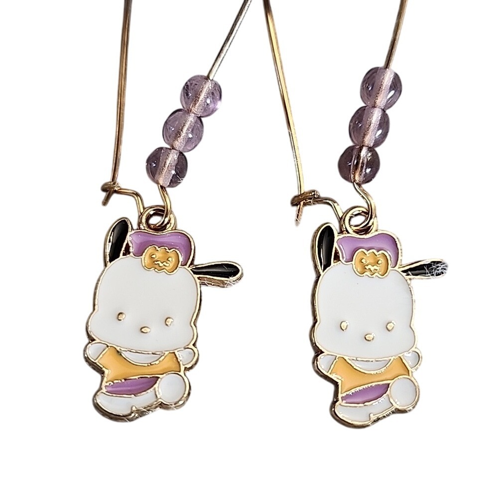 NWOT Cute‎ Pochacco Purple and Gold Earrings